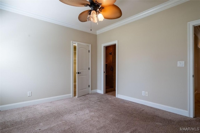 156 Walnut Point Dr, Wetumpka, AL 36093 - unfurnished bedroom featuring ornamental molding, carpet flooring, ceiling fan, and baseboards
