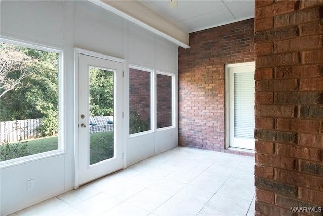 view of unfurnished sunroom