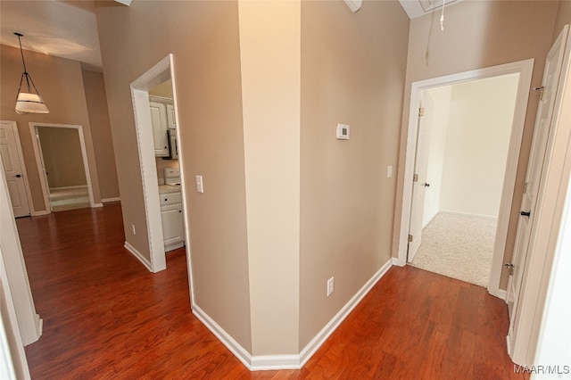 hall featuring dark hardwood / wood-style flooring