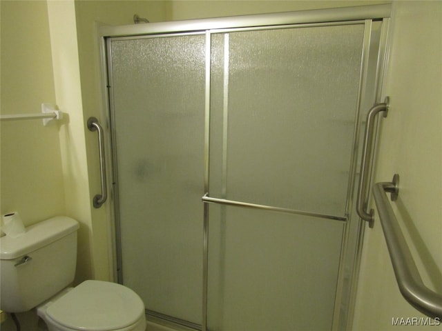 bathroom featuring toilet and walk in shower