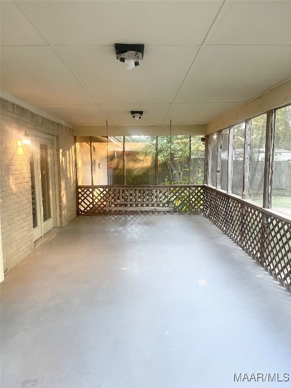 view of unfurnished sunroom