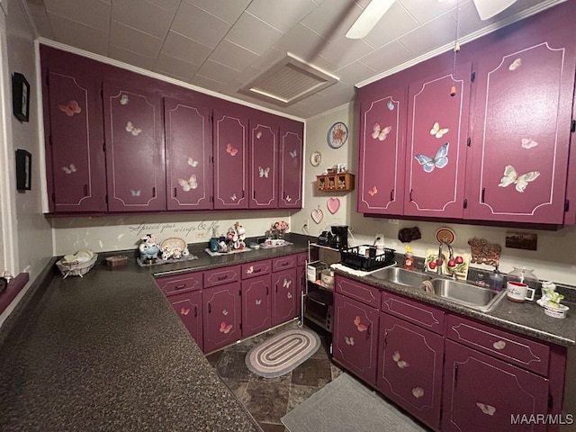 kitchen featuring ornamental molding and sink