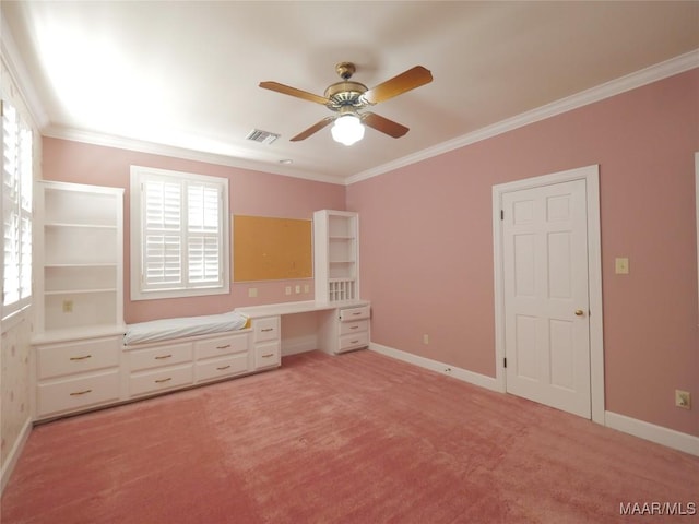 unfurnished bedroom with light colored carpet, visible vents, and multiple windows