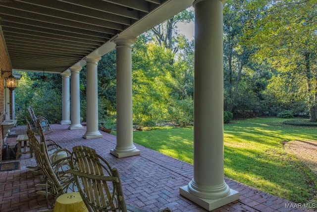 view of patio / terrace featuring covered porch