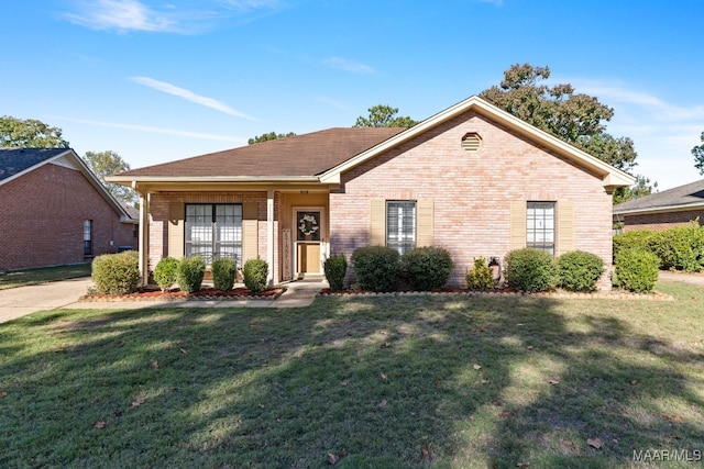 ranch-style home with a front yard