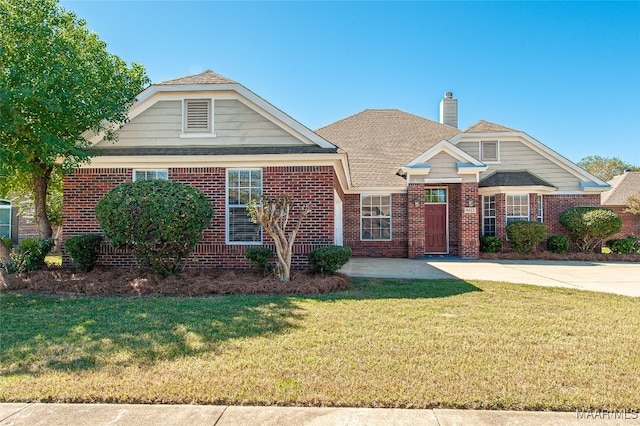 view of front of house featuring a front lawn