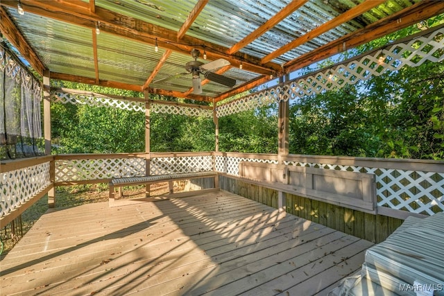 wooden terrace with ceiling fan