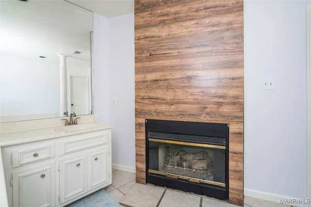 bathroom featuring vanity and tile patterned floors