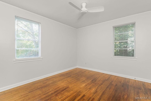 3712 Ware Ct, Montgomery, AL 36109 - unfurnished room featuring crown molding, baseboards, a ceiling fan, and wood finished floors