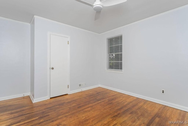 3712 Ware Ct, Montgomery, AL 36109 - empty room with baseboards, ornamental molding, a ceiling fan, and wood finished floors
