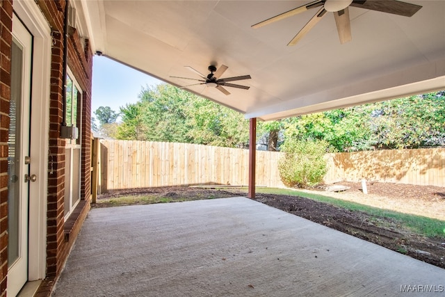 view of patio with ceiling fan