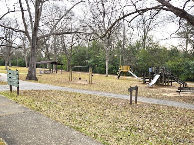 view of home's community with playground community and a gazebo