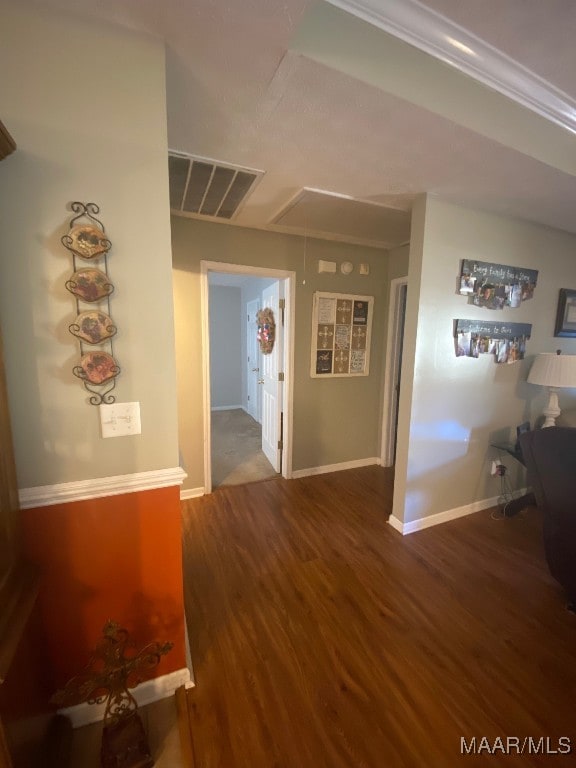 hallway featuring dark hardwood / wood-style floors