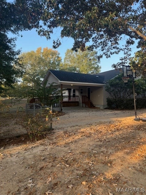 exterior space with covered porch