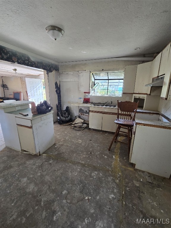 kitchen with a textured ceiling