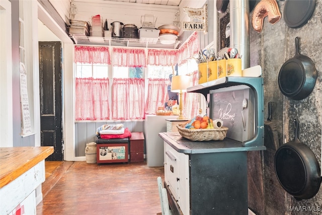 interior space with hardwood / wood-style floors