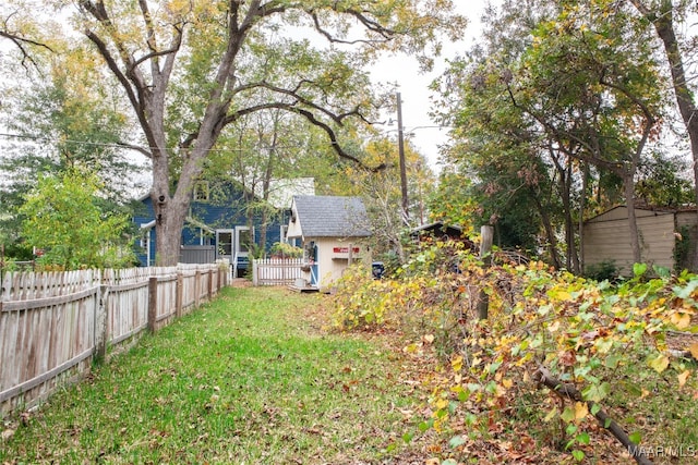 view of yard with a storage unit