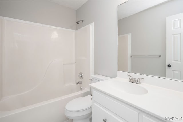 full bathroom featuring vanity, toilet, and bathing tub / shower combination