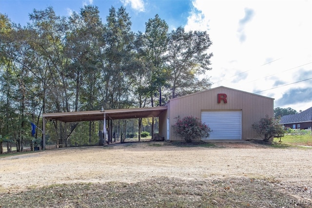 exterior space with a garage