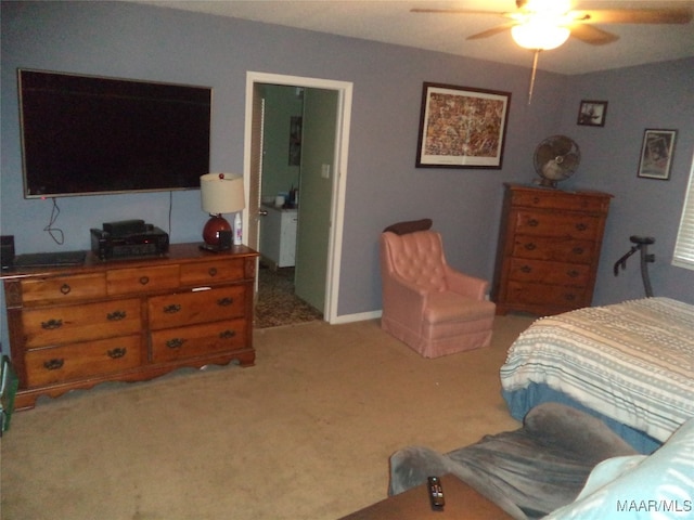 bedroom with carpet flooring and ceiling fan