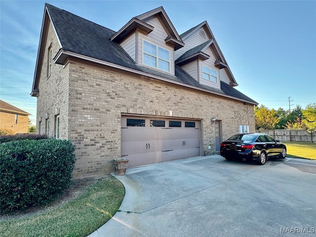 view of property exterior with a garage