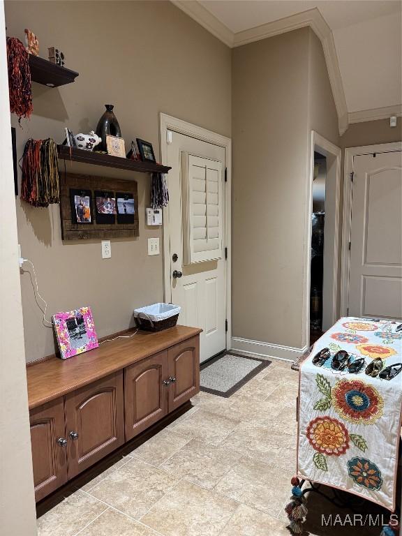 1160 Laurel Brook Ln, Montgomery, AL 36117 - mudroom with crown molding and baseboards