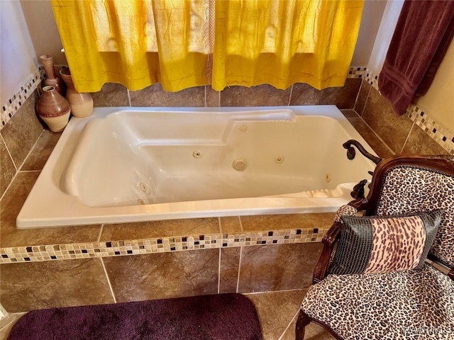 bathroom featuring tiled tub