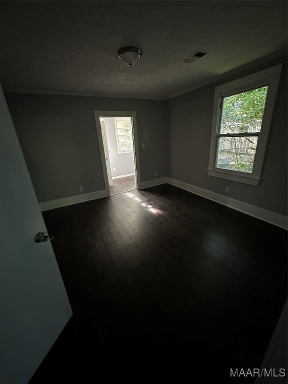 empty room with hardwood / wood-style flooring