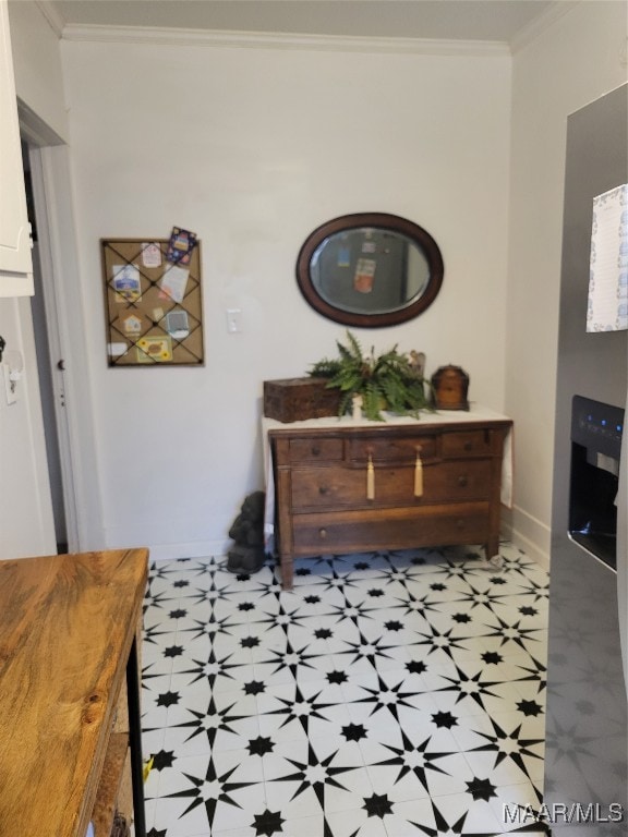 interior space with crown molding