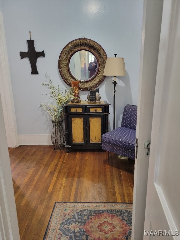 living area featuring hardwood / wood-style flooring