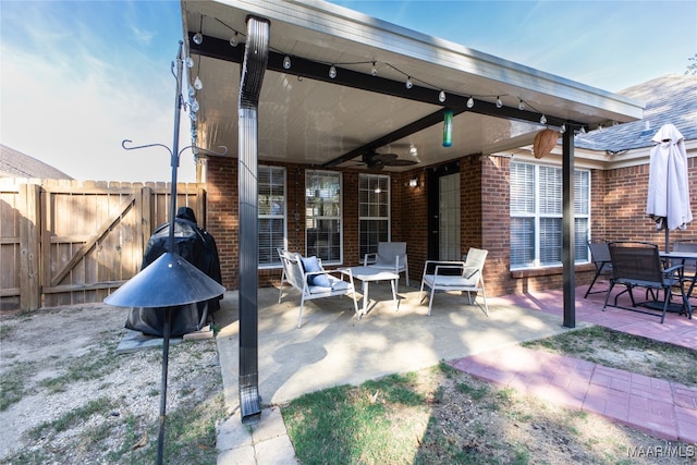 view of patio / terrace with ceiling fan