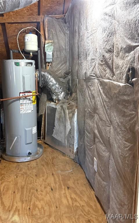 utility room featuring electric water heater