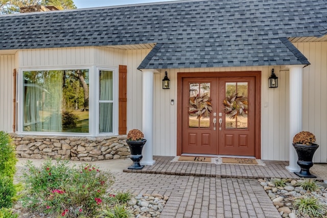 doorway to property with french doors