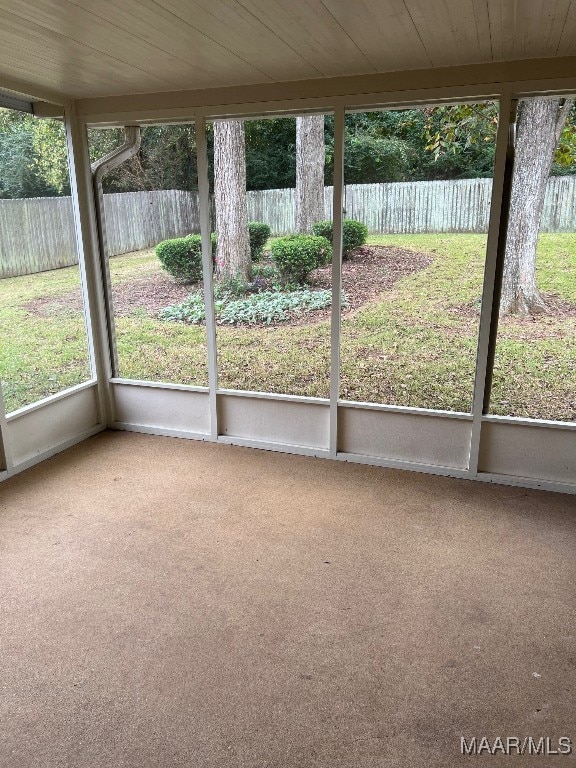 view of unfurnished sunroom