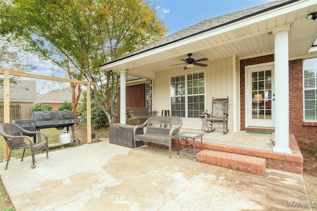 view of patio / terrace with ceiling fan