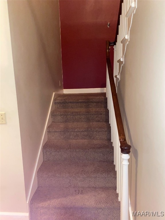 staircase with carpet