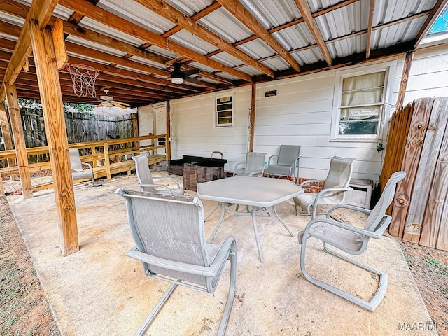 view of patio with ceiling fan