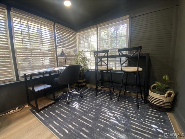 interior space with hardwood / wood-style floors