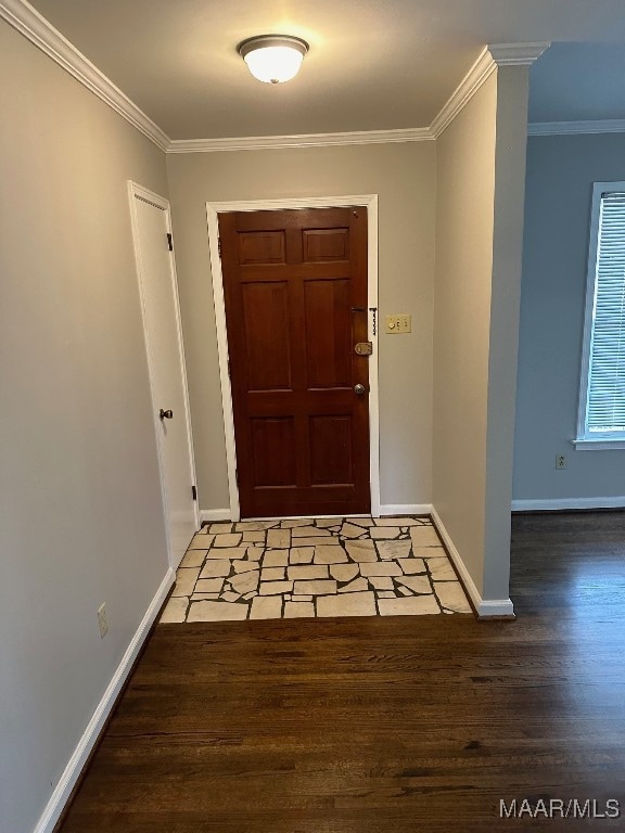 entrance foyer featuring hardwood / wood-style floors and ornamental molding