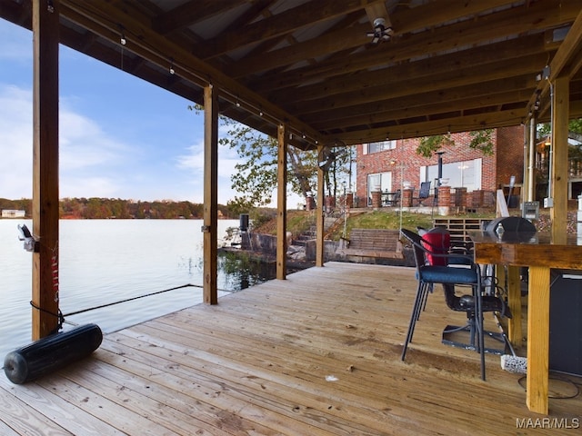 view of dock featuring a water view