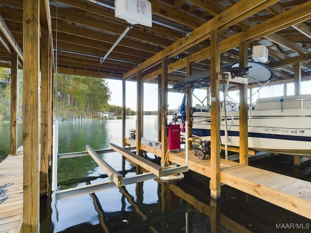 dock area featuring a water view