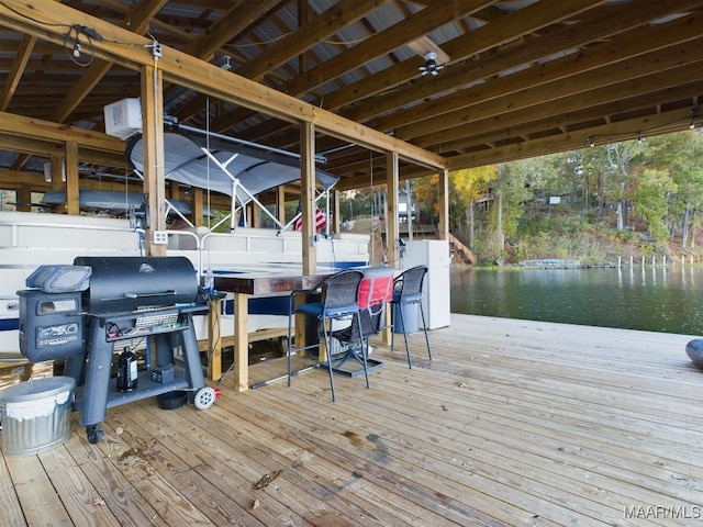 dock area featuring a water view