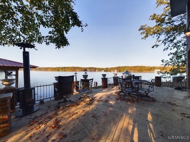 view of dock featuring a water view