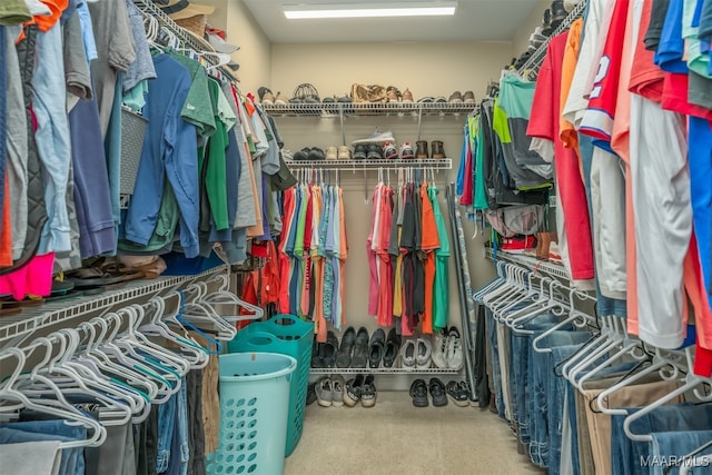 spacious closet with carpet flooring