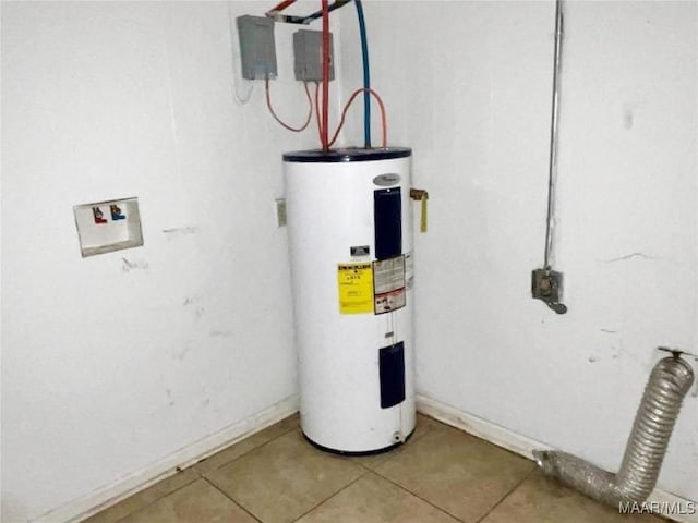 utility room featuring water heater