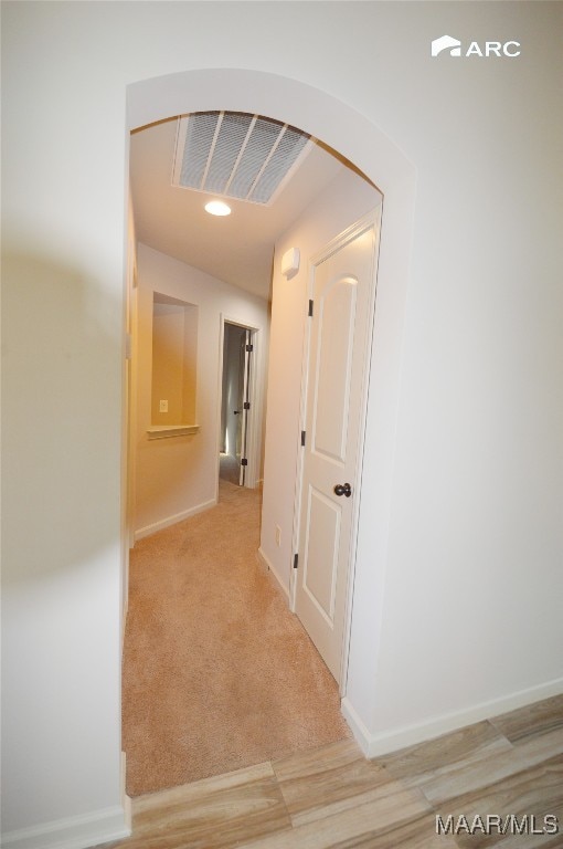 hallway featuring light hardwood / wood-style floors