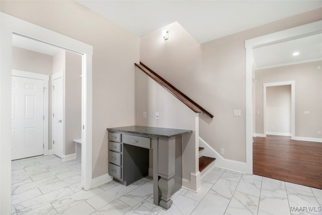 stairway featuring wood-type flooring