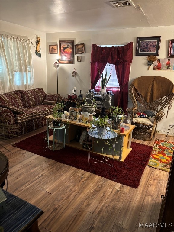 living room featuring hardwood / wood-style flooring