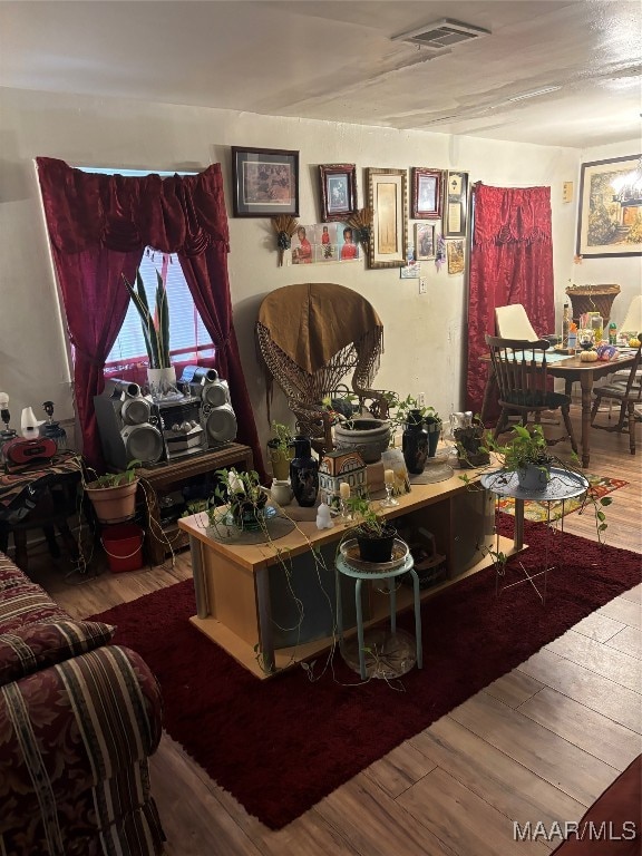 living room with hardwood / wood-style flooring