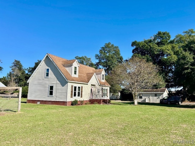 exterior space featuring a front yard and crawl space